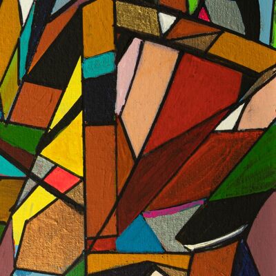 Zusammenfassung 1-39-0. Geometrischer Kubismus Farbkunst 40x75 cm.