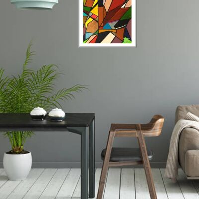 Zusammenfassung 1-39-0A. Geometrischer Kubismus Farbkunst 40x75 cm.