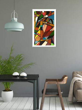 Résumé 1-39-0A. Art Cubisme Géométrique Couleur 55x85 cm. 2