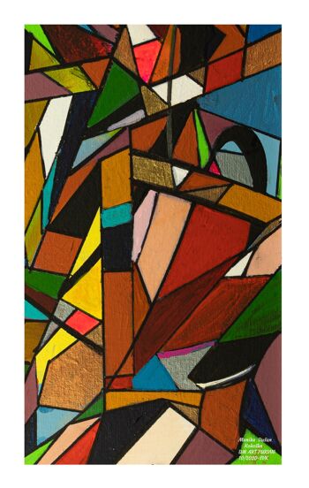 Résumé 1-39-0A. Art Cubisme Géométrique Couleur 55x85 cm. 1