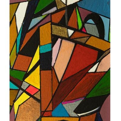 Zusammenfassung 1-39-0A. Geometrischer Kubismus Farbkunst 55x85 cm.