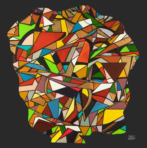 Abstract 1-39-3. Geometric Cubism Color Art 70x70 cm.