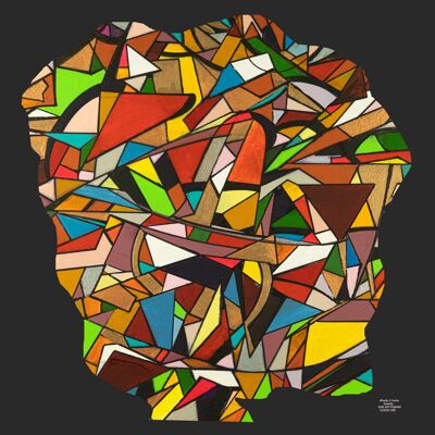 Zusammenfassung 1-39-3. Geometrischer Kubismus Farbkunst 70x70 cm.