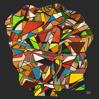 Zusammenfassung 1-39-3. Geometrischer Kubismus Farbkunst 90x90 cm.