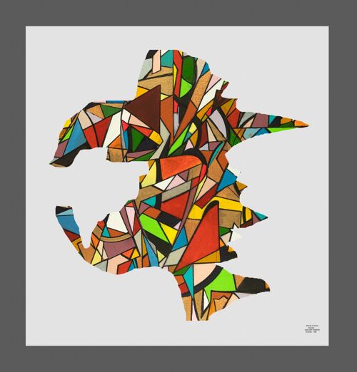 Abstract 1-39-8. Geometric Cubism Color Art 70x80 cm.