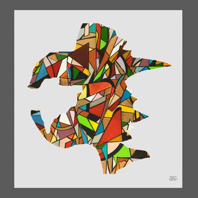 Zusammenfassung 1-39-8. Geometrischer Kubismus Farbkunst 70x80 cm.