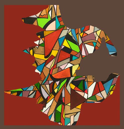 Abstract 1-39-9. Geometric Cubism Color Art 80x90 cm.