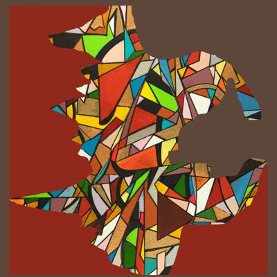 Zusammenfassung 1-39-9. Geometrischer Kubismus Farbkunst 80x90 cm.