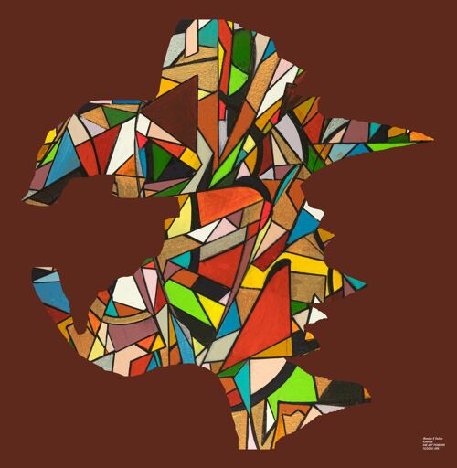Abstract 1-39-10. Geometric Cubism Color Art 105x110 cm.