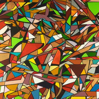 Abstract 1-39. Geometric Cubism Color Art 40x60 cm.