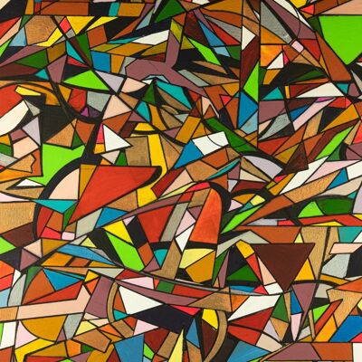 Zusammenfassung 1-39. Geometrischer Kubismus Farbkunst 40x60 cm.