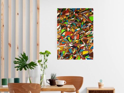 Abstract 1-39. Geometric Cubism Color Art 60x85 cm.