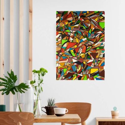 Abstract 1-39. Geometric Cubism Color Art 60x85 cm.