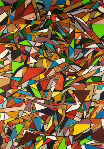 Résumé 1-39. Cubisme Géométrique Color Art 100x145 cm. 3