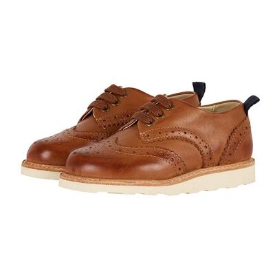 Brando Brogue Shoe Tan Burnished Leather - UK 2.5 (EU 35)