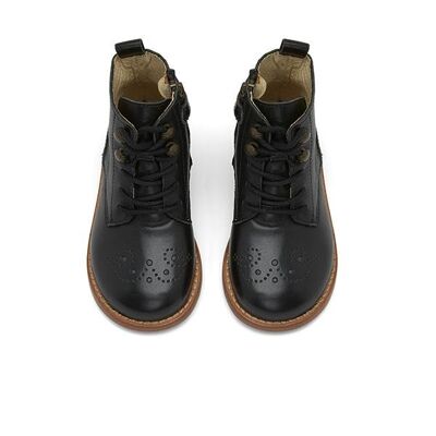 Buster Brogue Boot Black Leather - UK 2.5 (EU 35)