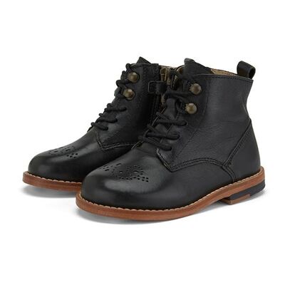 Buster Brogue Boot Black Leather - UK 12 (EU 30)