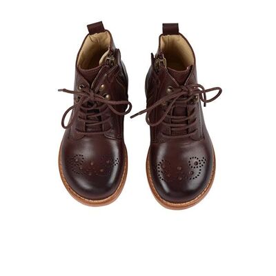 Buster Brogue Boot Dark Brown Burnished Leather - UK 2.5 (EU 35)