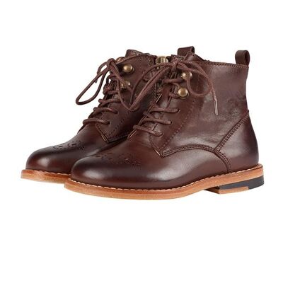 Buster Brogue Boot Dark Brown Burnished Leather - UK 8 (EU 25)