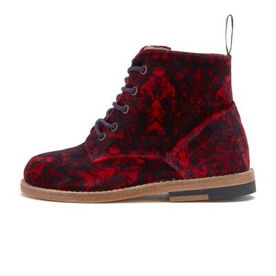 Buster Brogue Boots Red Velvet Leather - UK 8 (Euro 25)