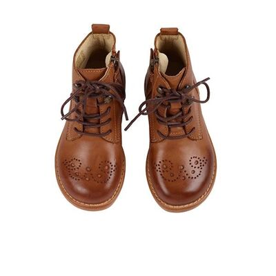 Buster Brogue Boots Tan Burnished Leather - UK 8 (Euro 25)