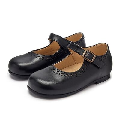 Diana Velcro Mary Jane Shoe Black Leather - UK 2.5 (Euro 35)