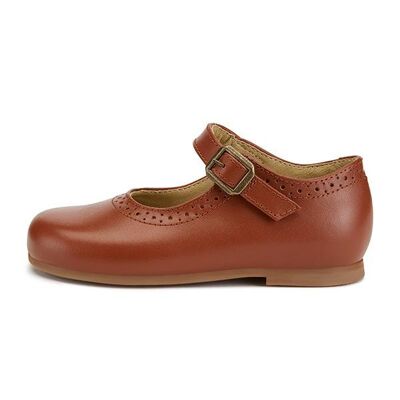 Diana Velcro Mary Jane Shoe Cognac Leather - UK 12 (Euro 30)