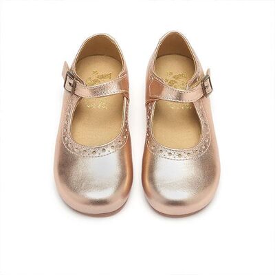 Diana Velcro Mary Jane Shoe Rose Gold Leather - UK 2.5 (Euro 35)