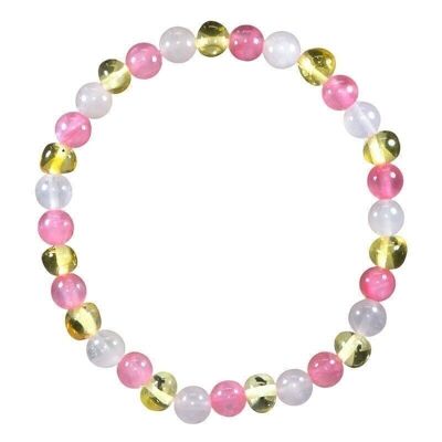 Adult Bracelet Amber Lemon / Rose Quartz / Chalcedony