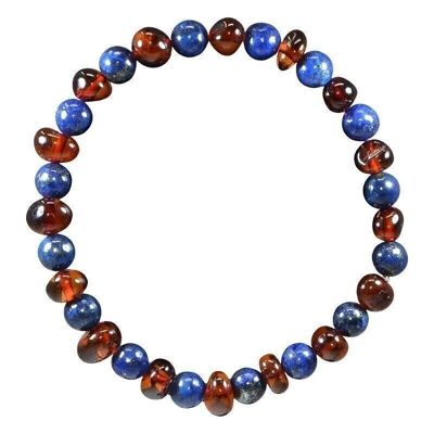 Adult Bracelet Amber Cognac / Lapis Lazuli