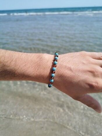 Bracelet Adulte Ambre Cognac/ Turquoise Bleu 5