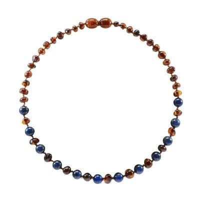 Baby necklace - Amber and Lapis Lazuli