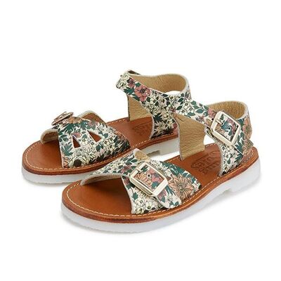 Pearl Sandal Pink Flora Printed Leather | Teen , 60