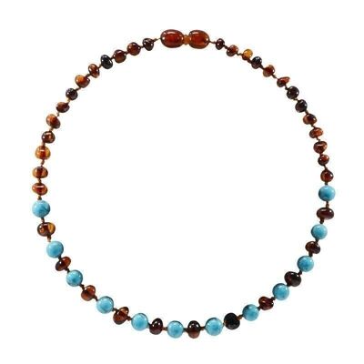 Baby necklace - Amber and Turquoise blue