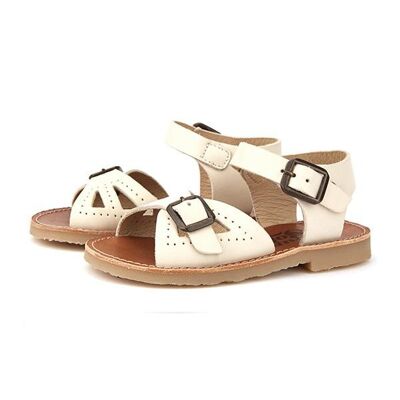 Pearl Sandal White Flora Printed Leather , 55