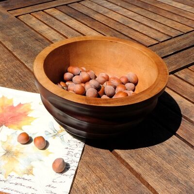 Wooden bowl - fruit bowl - salad bowl - model Twist - choco - M (Øxh) 20cm x 10cm