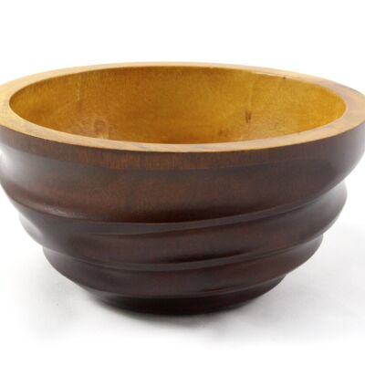 Wooden bowl - fruit bowl - salad bowl - model Twist - choco - L (Øxh) 25cm x 13cm