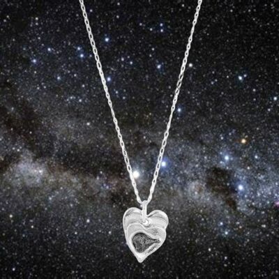 Silberne Herz-Meteoriten-Halskette
