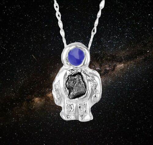 Silver Meteorite Spaceman Necklace