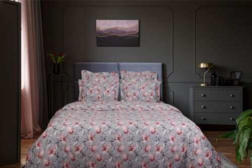 Housse de couette satin de coton 140X200 cm imprimé Floral