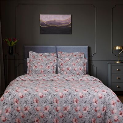 Housse de couette satin de coton 200X200 cm imprimé Floral