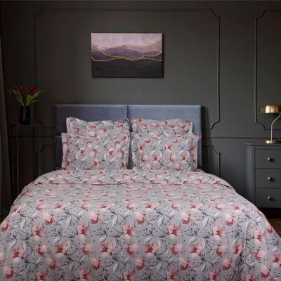 Bettbezug aus Baumwollsatin 260x240 cm Blumendruck