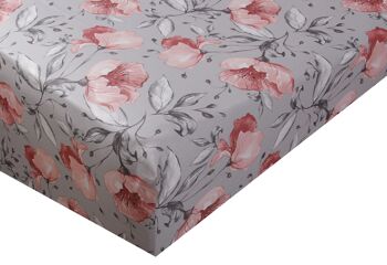 Drap housse satin de coton 90x190 cm imprimé Floral