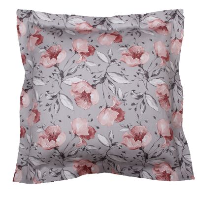 Taie d'oreiller satin de coton 63x63 cm imprime Floral