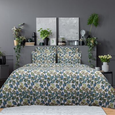 Bettbezug aus Baumwollsatin 240x220 cm mit Ginkgo-Print