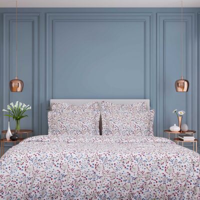 Bettbezug aus Baumwollsatin 240x220 cm mit Doldenblüten-Aufdruck