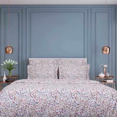 Bettbezug aus Baumwollsatin 240x220 cm mit Doldenblüten-Aufdruck