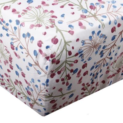 Cotton satin fitted sheet 180x200 cm with Umbelliferous print