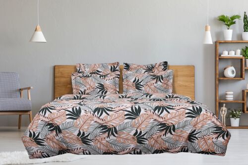 Housse de couette satin de coton 140X200 cm imprimé Tropical