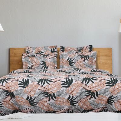 Bettbezug aus Baumwollsatin mit tropischem Print 200X200 cm